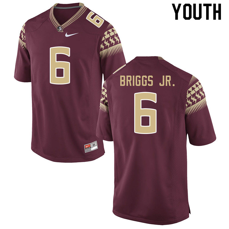 Youth #6 Dennis Briggs Jr. Florida State Seminoles College Football Jerseys Sale-Garnet - Click Image to Close